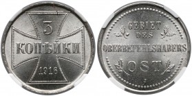 Ober-Ost. 3 kopiejki 1916-J, Hamburg - NGC MS64