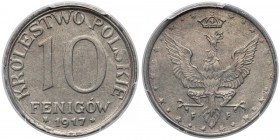 Królestwo Polskie, 10 fenigów 1917 - napis BLISKO - PCGS MS63 (MAX) MAX