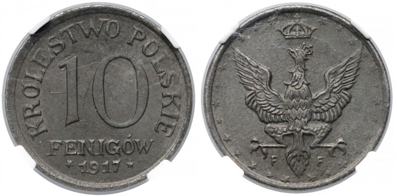Królestwo Polskie, 10 fenigów 1917 - NGC MS64 (MAX)
 Wariant z piórami orła nas...
