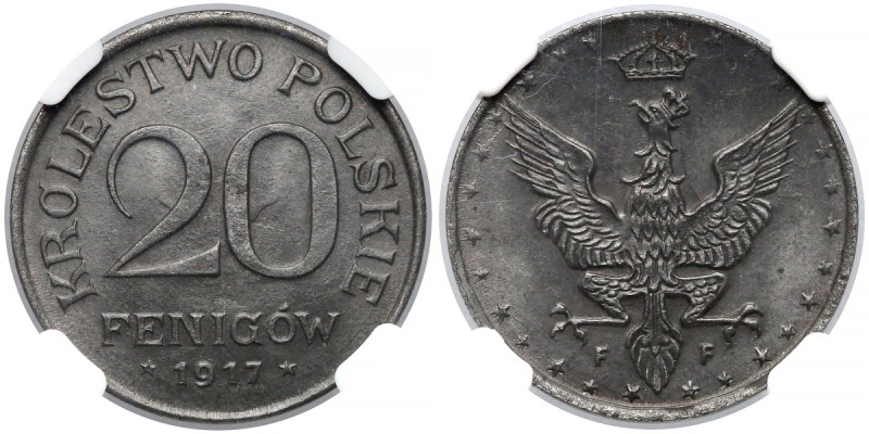 Królestwo Polskie, 20 fenigów 1917 - NGC MS63 (MAX)
 Najwyższa nota w NGC i PCG...