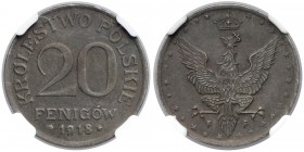 Królestwo Polskie, 20 fenigów 1918 - NGC MS62