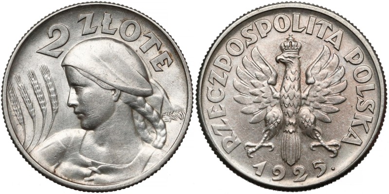 Kobieta i kłosy 2 złote 1925 (z kropką) Londyn
 Odmiana z kropką pod dacie. Bar...