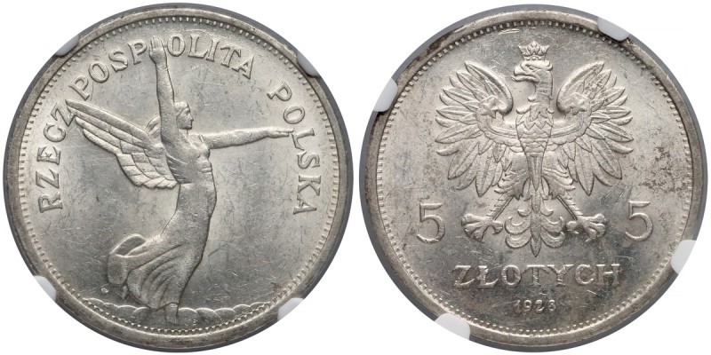 Nike 5 złotych 1928 zn, Warszawa - NGC MS61
 Ładny egzemplarz z zachowaną menni...