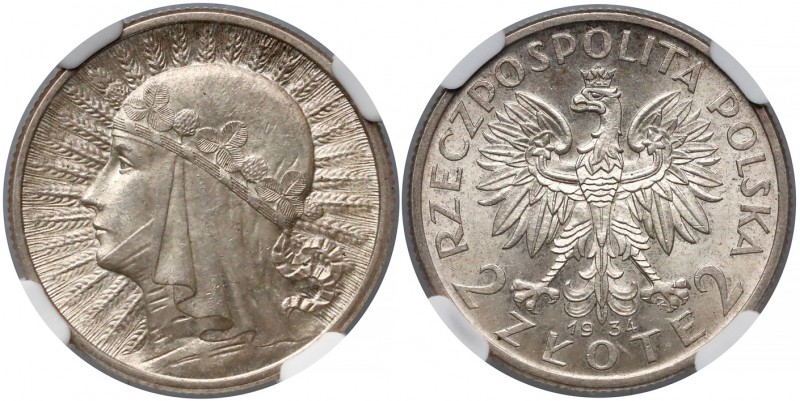 Głowa Kobiety 2 złote 1934 - NGC MS62
 Ładna. 

Grade: NGC MS62 
Literature:...