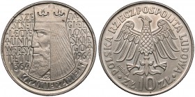 Próba MIEDZIONIKIEL 10 złotych 1964 Kazimierz Wielki - wklęsły - b. rzadka 1z25szt