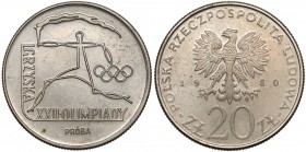 Próba MIEDZIONKIEL 20 złotych 1980 Olimpiada (Znicz)