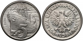 Próba NIKIEL 5 złotych 1958 Statek 'Waryński'