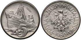 Próba NIKIEL 5 złotych 1960 Statek 'Waryński'