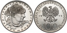 Próba NIKIEL 100 złotych 1975 Modrzejewska - głowa