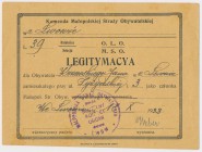 Lwów, Małopolska Straż Obywatelska, Legitymacja 1933