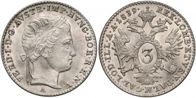 Austria, Ferdynand I, 3 krajcary 1839-A