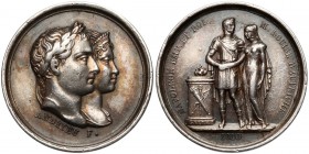 Francja, Medalik zaślubinowy (Ø15mm) Napoleon Bonaparte i Maria Luigia, Paryż 1810