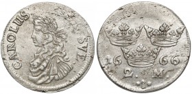 Szwecja, Karol XI, 2 marki 1666