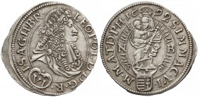 Węgry, Leopold I, 6 krajcarów 1692 NB, z P-O