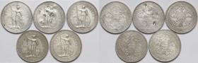 Wielka Brytania, Trade Dollar 1902-1912, zestaw (5szt)