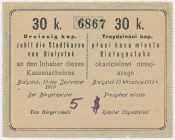 Białystok, 30 kopiejek 1915 - blankiet z dopiskiem 5$