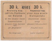 Białystok, 30 kopiejek 1915 - blankiet z wywabionym dopiskiem (5$)