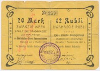 Białystok, 20 Mk = 12 rub 1915 - stempel z dużą czcionką