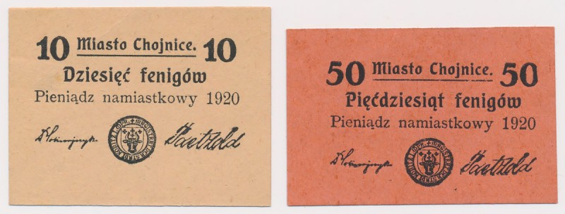 Chojnice, 10 i 50 fenigów 1920 (2szt)
 

Grade: UNC- 
Literature: Podczaski ...
