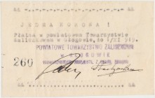 Głogów, Powiatowe Tow. Zaliczkowe, 1 korona 1919 - rzadkość
