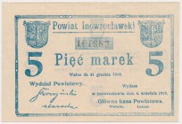 Inowrocław, 5 marek 1919 - stempel EINGELÖST na rewersie