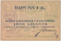 Kraków, J. BISANZ Letnia Kawiarnia i Mleczarnia, 1 korona (1919)