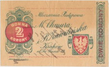 Kraków, M. CHMURA i R.ZAWILIŃSKA Mleczarnia Postępowa, 2 korony (1919)