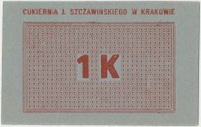 Kraków, J. SZCZAWIŃSKIEGO Cukiernia, 1 korona (1919)