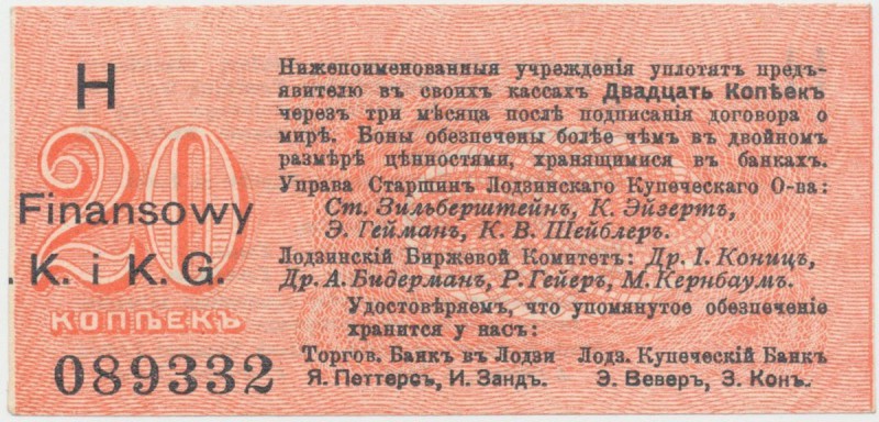 Łódź, Urząd Starszych Zg. Kupców, 20 kop. (1914) - wystawca drukiem - H
 

Gr...
