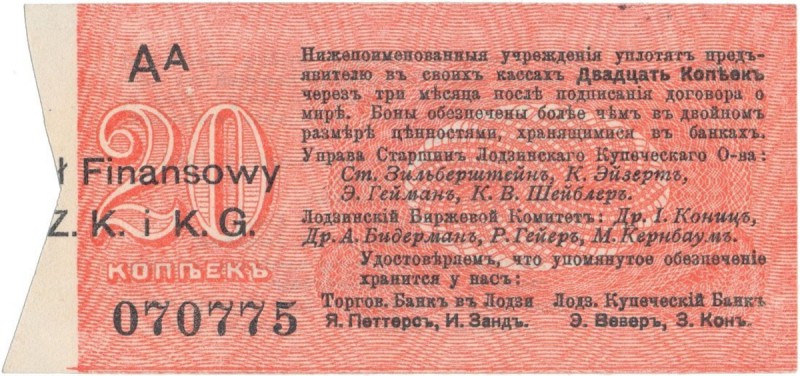 Łódź, Urząd Starszych Zg. Kupców, 20 kop. (1914) - wystawca drukiem - AA
 

G...