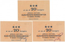 Siersza Wodna, Elektrownie Okręgowe, 20 fenigów (1920) - zestaw (3 szt)