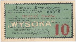 Wysoka, Komisja Żywnościowa, 10 fenigów 1917