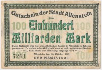 Allenstein (Olsztyn), 100 mld mk 10.1923