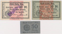 Culm (Chełmno), 2x 10 pfg i 50 pfg 1916-1921 (3szt)