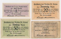 Deutsch-Krone (Wałcz), 50 pfg, 20 mk i 2x 50 mk 1917-1918 (4szt)