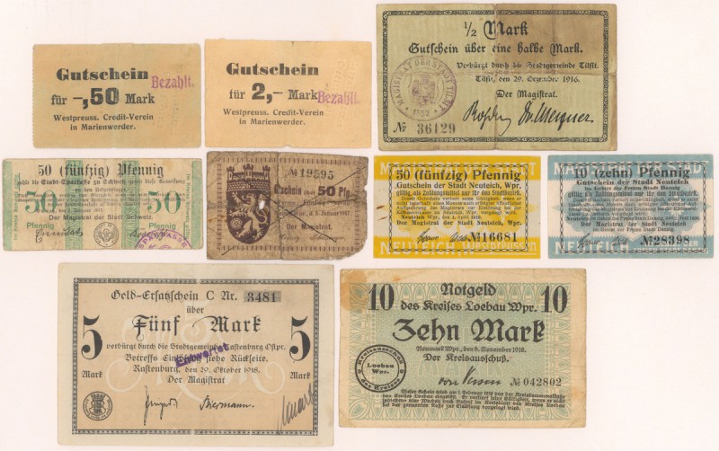 Pomorze: Neumark Wpr., Neuteich, Marienwerder, Schwetz, Rastenburg, Tilsit 1916-...