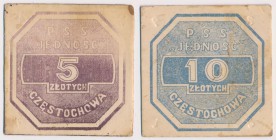 Częstochowa, PSS 'JEDNOŚĆ' 5 i 10 złotych 1945 (2szt)