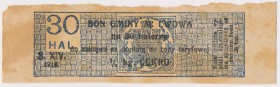 Lwów, Bon 30 halerzy na zakup 1/2 kg cukru, 1918