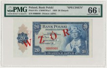 ABNCo 20 złotych 1939 - WZÓR 0000000 - PMG 66 EPQ
