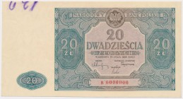 20 złotych 1946 - B 0000000 - bez nadruków