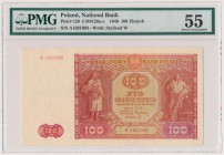 100 złotych 1946 - A - mała litera - PMG 55