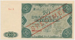 SPECIMEN 20 złotych 1947 - Ser.A 0000000