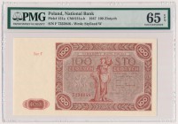 100 złotych 1947 - Ser.F - mała litera - PMG 65 EPQ