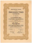 5% Konwersyjna Poż. Kolejowa 1926, Świadectwo ułamkowe 0.75 złotego