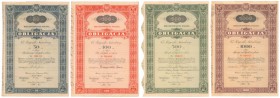 6% Pożyczka Narodowa 1934, Obligacje 50-1.000 zł - komplet (4szt)