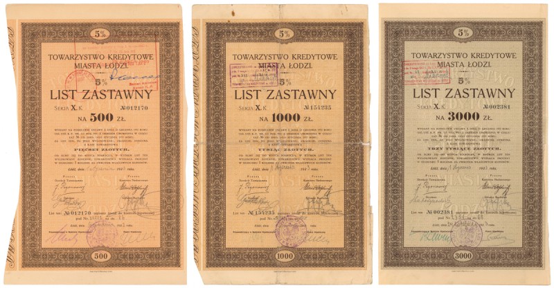 Łódź, TKM, Listy zastawne 1933 - zestaw 3 szt.
 

More photos and full item d...