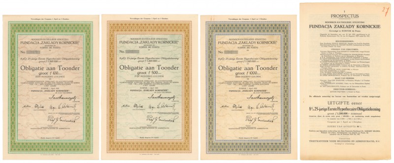 Kornik (Kórnik), Fundacja Zakłady Kornickie, 1929 r. - blankiety + prospekt (4sz...