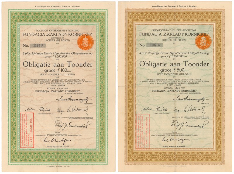 Kornik (Kórnik), Fundacja Zakłady Kornickie, 1929 r. - obiegowe (2szt)
 Wymiary...