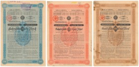 Kolej Galicyjska Karola Ludwika, ZAPIS DŁUGU (obligacje) 100, 300 i 1.000 zł 1890 (3szt)