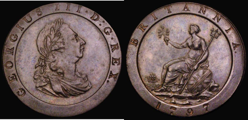 Penny 1797 10 Leaves, Peck 1132 NEF/GVF the fields a little prooflike